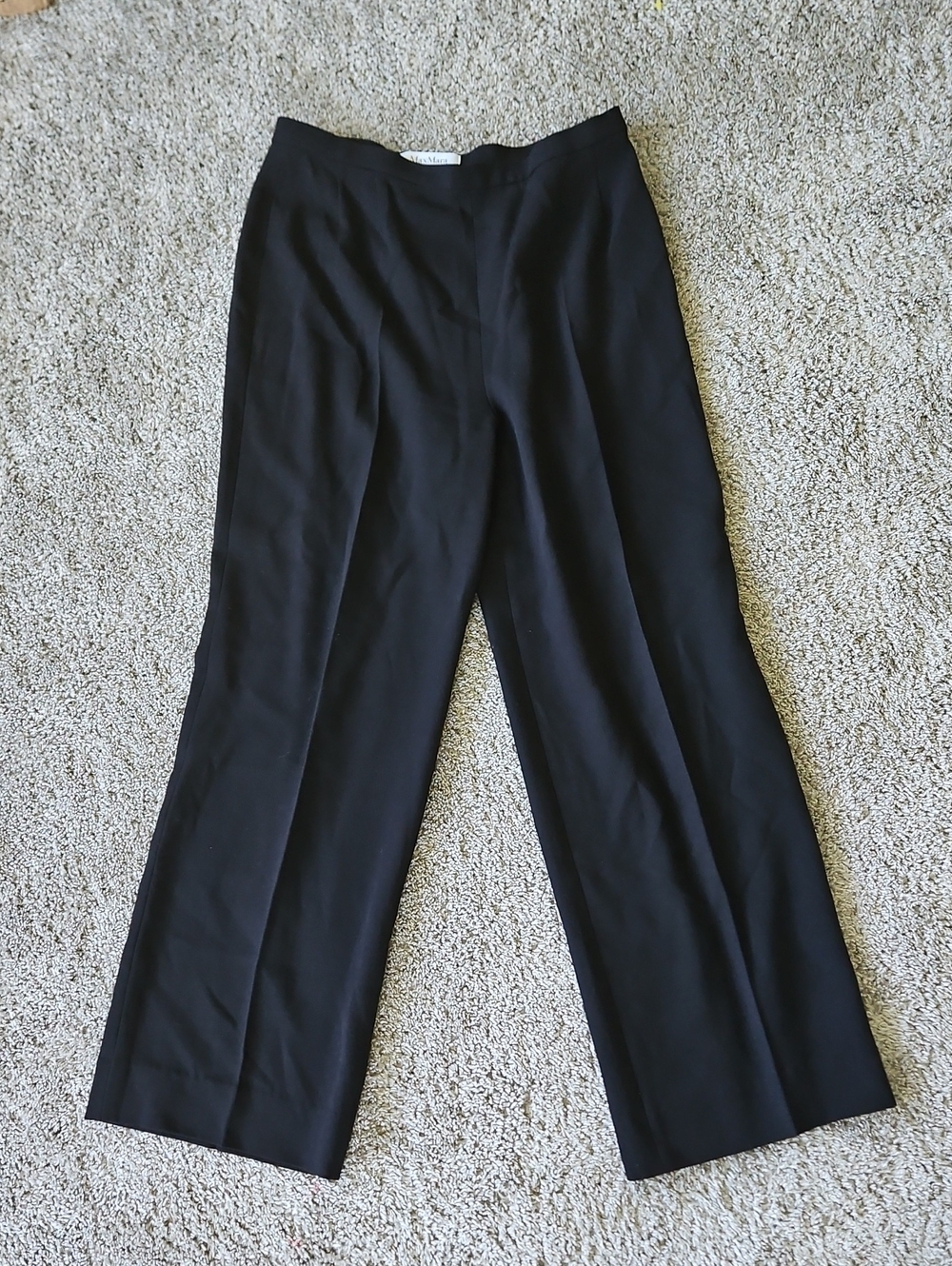 MaxMara Black Wide-Leg Wool Trousers 12